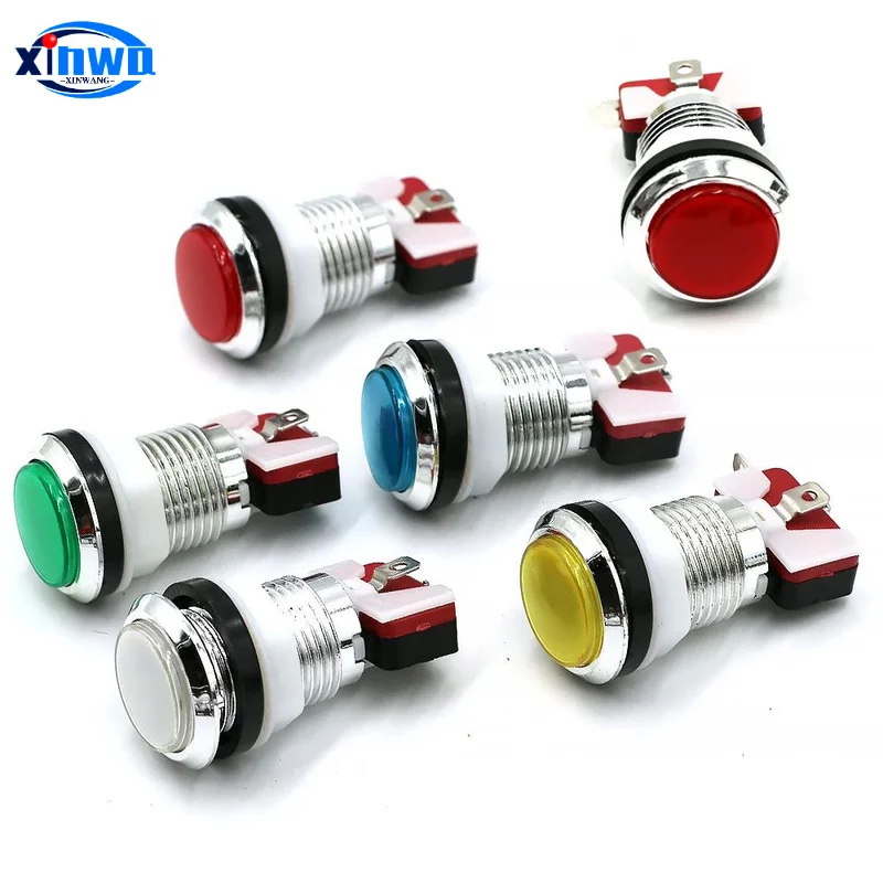 Pulsador cromado de 33mm, 12v, 5v, moneda iluminada Led, selección de salida de PAUSE, interruptor de inicio, palo de Arcade, máquina de garra de juego, tablero USB Diy - imagen 5