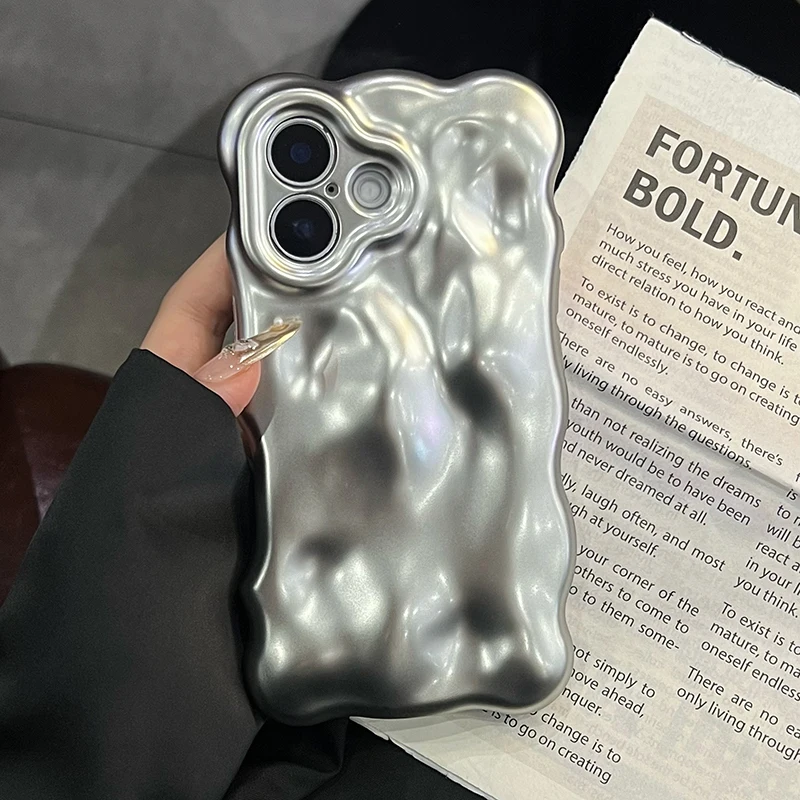 Funda de teléfono con patrón de meteorito plateado mate a la moda para iPhone 11 12 13 14 15 16 17 Pro Max 16 Plus, funda trasera de silicona a prueba de golpes - imagen 2