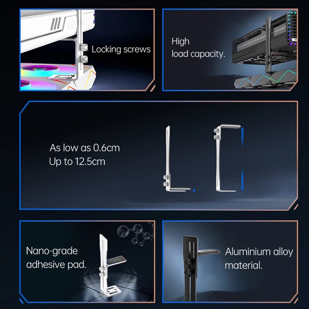 Soporte fijo para GPU pequeño, soporte para conector GPU de aluminio resistente al desgaste, estante de soporte para tarjeta de vídeo a prueba de herrumbre para montaje de ordenador DIY - imagen 5