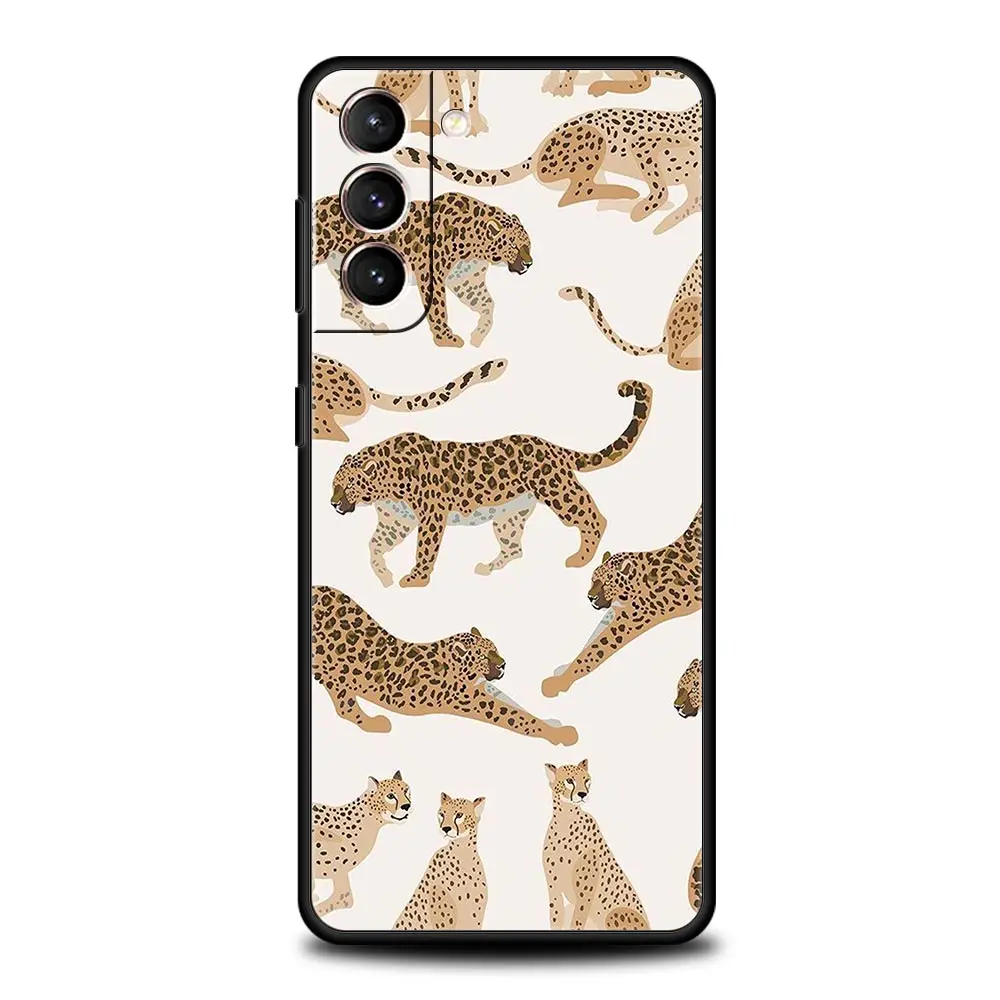 Funda de teléfono con ojos de leopardo florales para Samsung Galaxy S25 Edge S24 S23 S22 S20 Ultra S21 FE 5G S10 Plus, funda suave de TPU - imagen 3