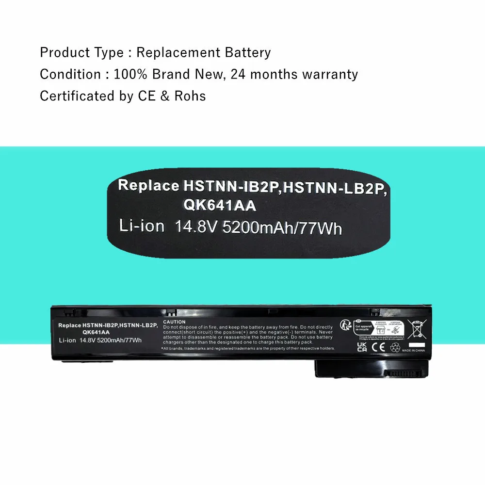 VH08XL batería del ordenador portátil para HP EliteBook 8560w 8570w 8760w 8770w VH08 HSTNN-IB2P HSTNN-LB2P HSTNN-F10C HSTNN-I93C - imagen 2