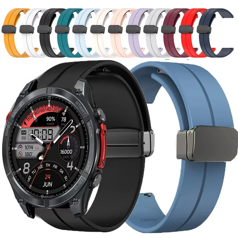 Banda magnética de silicona de 22mm para Zeblaze Stratos 4 3 2 Ultra Correa deportiva para Zeblaze Vibe 7 Pro 7 Lite/GTS 3 GTR 3 Pro Btalk 3
