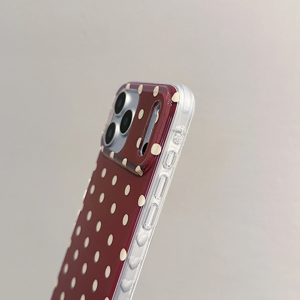 Funda de teléfono Simple de lunares rojo vino para IPhone 13, 15, 14, 16 Pro Max, funda protectora a prueba de golpes para Iphone 17 Pro 17promax - imagen 5