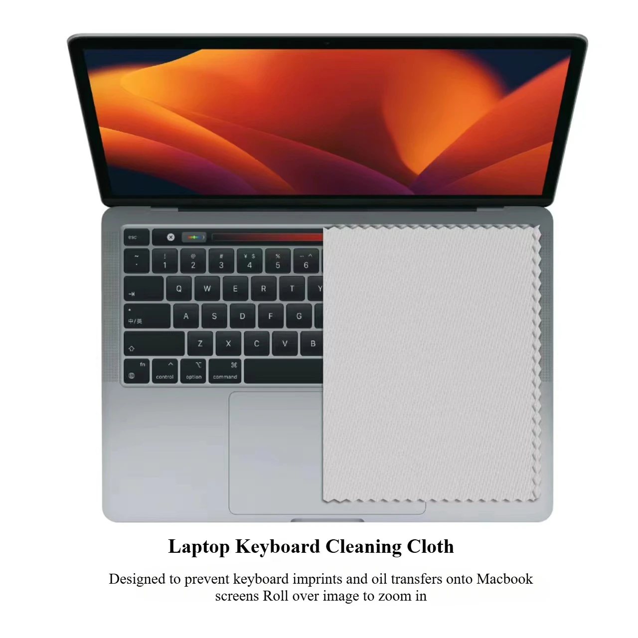 Paño de limpieza con revestimiento de microfibra para teclado de pantalla de ordenador portátil, protección de huellas dactilares, Compatible con MacBook Air Pro 13 "14" 15 "16", 2 uds. - imagen 3