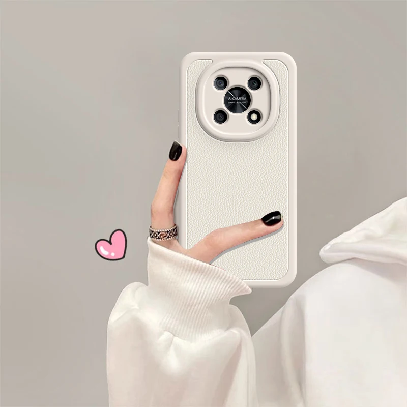 Funda trasera de lujo con patrón de lichi Peel para Huawei Nova, Y90, Y71, Y60, 4G, textura de piel de cordero, protección de lente a prueba de golpes, funda de teléfono suave - imagen 5