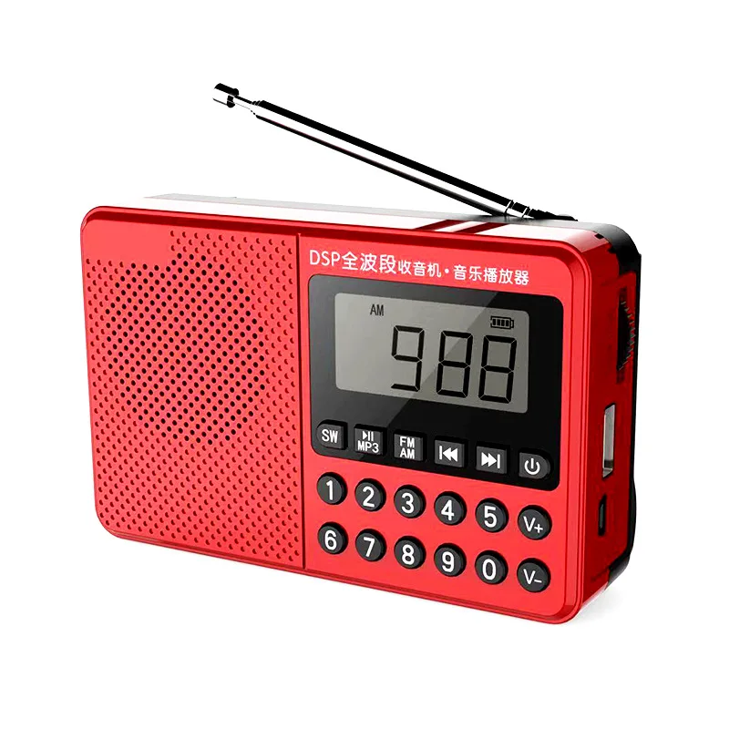Reproductor MP3 portátil de banda completa, Radio FM/AM/SW, antena Dual, pantalla Digital LED, 2,1 canales, compatible con memoria USB/tarjeta TF - imagen 4