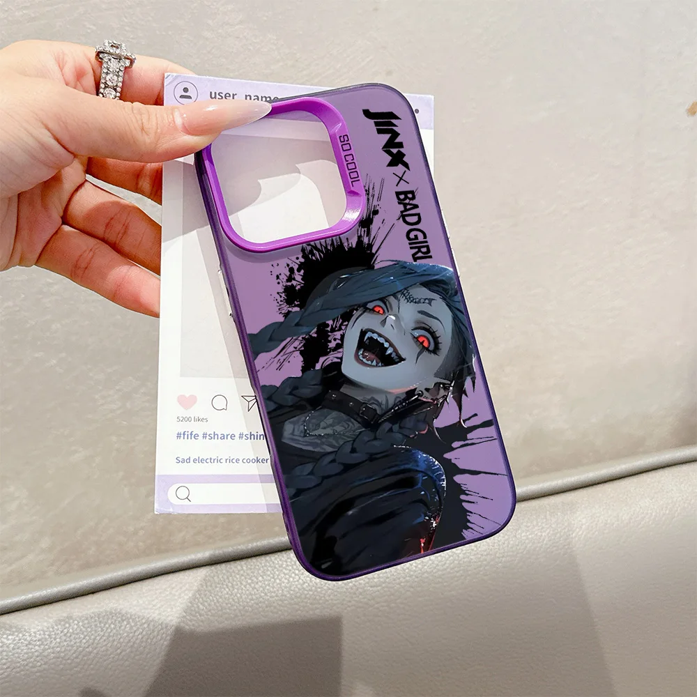 Juego de Anime caliente Arcane Jinxs funda de teléfono para iPhone 16 15 14 13 12 11 mini Pro Max X XR XSMAX 8 7 Plus cubierta trasera mate anticaída - imagen 5