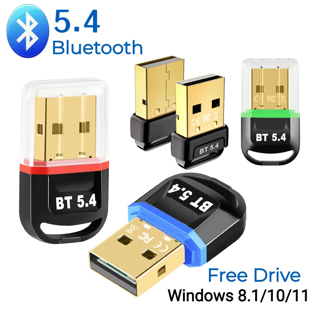 Adaptador USB Bluetooth 5,4, transmisor receptor inalámbrico BT, Dongle inalámbrico Plug & Play para PC, ratón, teclado, altavoces, auriculares