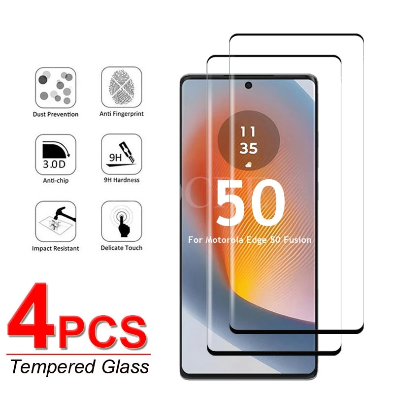 4 Uds para Motorola Edge 50 Fusion Glass Moto Edge 50 Fusion vidrio templado HD Protector de pantalla película Moto Edge 50 Fusion Glass