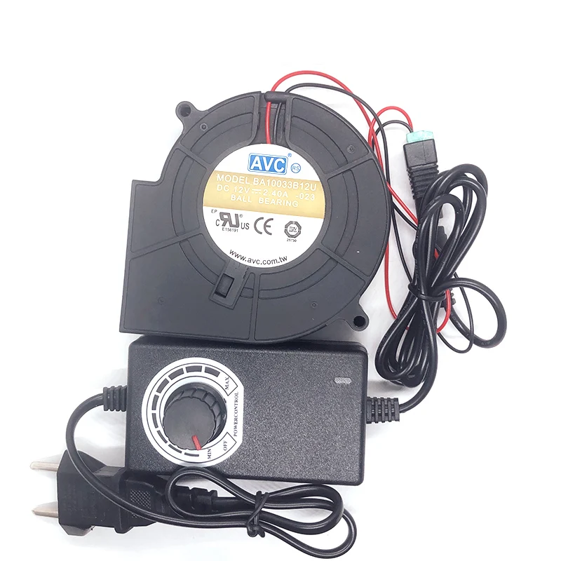 Turbo soplador centrífugo BA1003B12U 9733, 9cm, 12V, 2.4A, adaptador de corriente de velocidad ajustable, ventilador de refrigeración de alto volumen de aire para barbacoa, nuevo - imagen 2