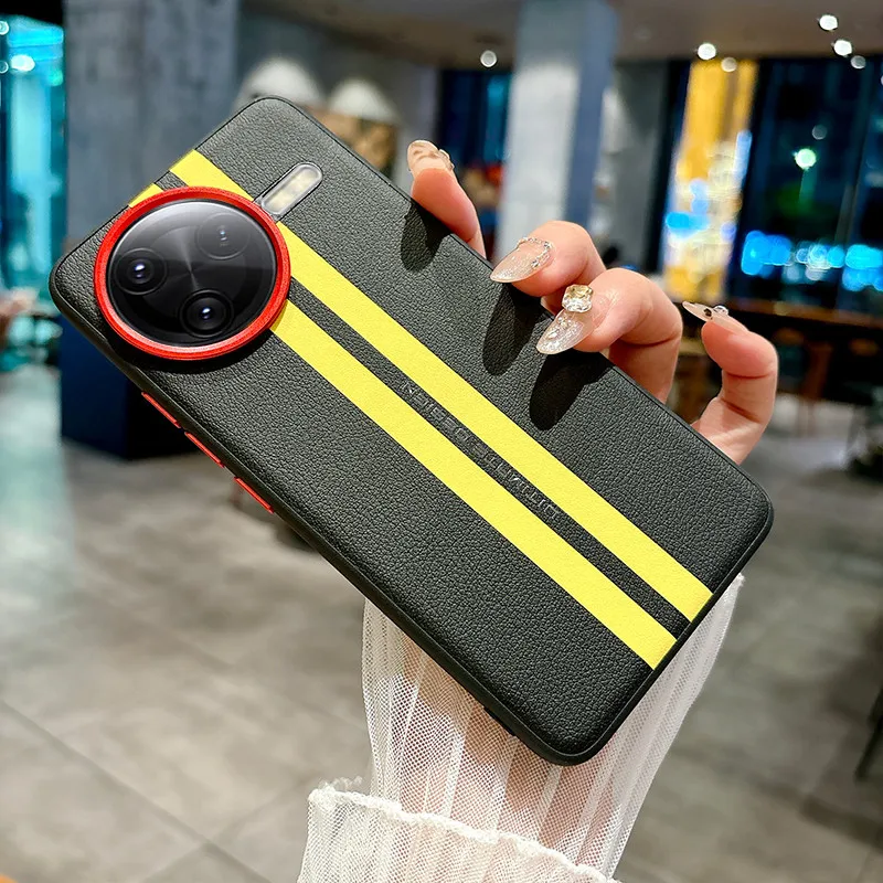Para Xiaomi POCO F7 Pro, F7 Ultra funda ELVEV pista amarilla sensación de piel PU funda dura para teléfono de PC - imagen 5
