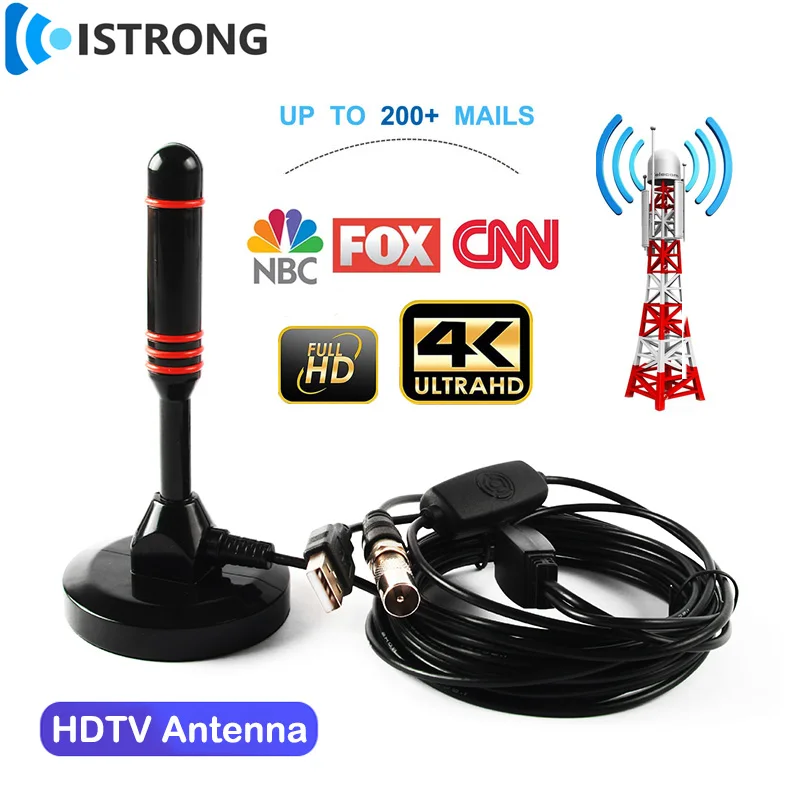 Antena de TV Digital para interiores de 25dBi, canales HD gratuitos, amplificador de señal 4K 1080p, DVB-T, receptor de TV por satélite ATSC, amplificador UHF/VHF - imagen 2