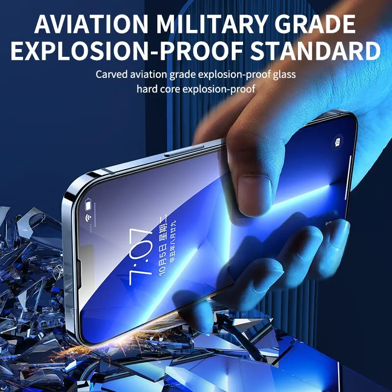 4 Uds 9D Protector de pantalla de vidrio templado para iPhone 11 12 13 14 Pro Max vidrio Protector para IPhone 15 Pro Max 14 15 Plus vidrio - imagen 4