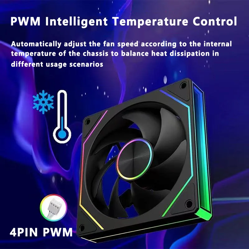 Ventilador con cubierta de PC ICE Whale Prism 4RS Plus ARGB, 14cm, diseño de espejo infinito, sincronización de luz de placa base, ventilador enfriador de CPU PWM de 4 pines - imagen 5