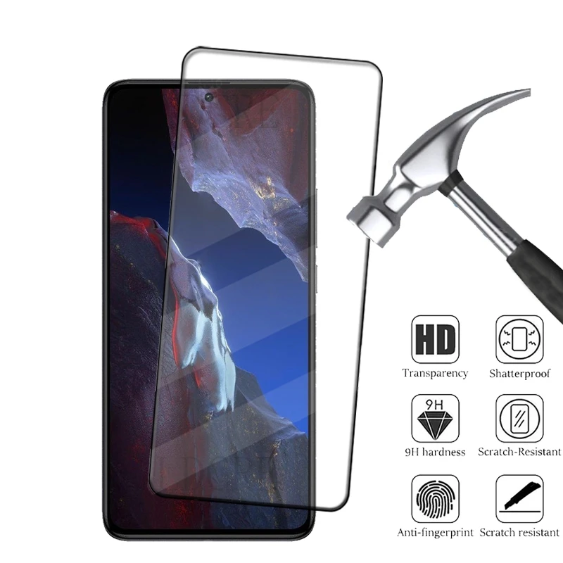 4 Uds para Poco F5 Pro vidrio Poco F5 Pro vidrio templado 9H HD cubierta protectora completa pegamento para Protector de pantalla Xiaomi Poco F5 Pro - imagen 2