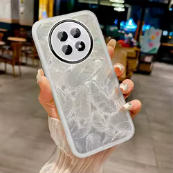 Funda papel Realme purpurina plumas cubierta transparente antigolpes