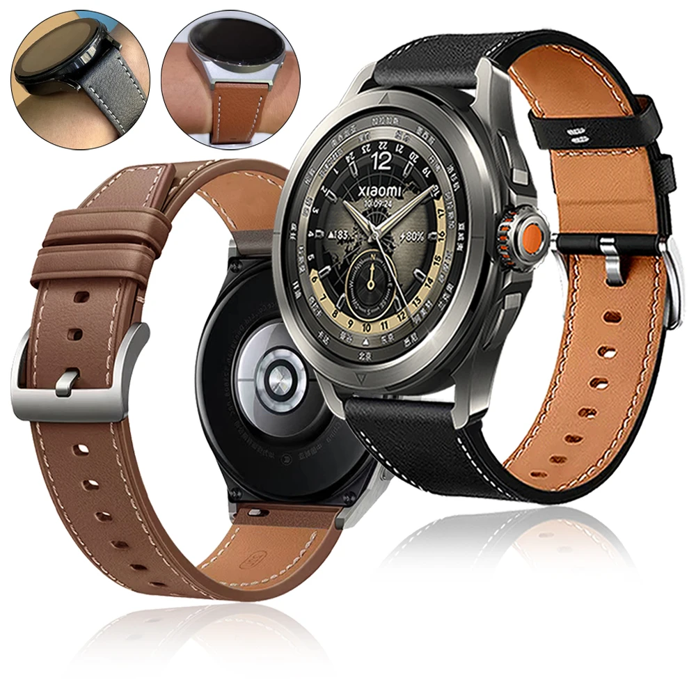 Correa de cuero de 22mm para Xiaomi Watch color 2 S1 pro/Active S3 S2 S4 Sport Mi bandas para Huawei Watch5 4 46mm/pulsera deuds reemplazar - imagen 2