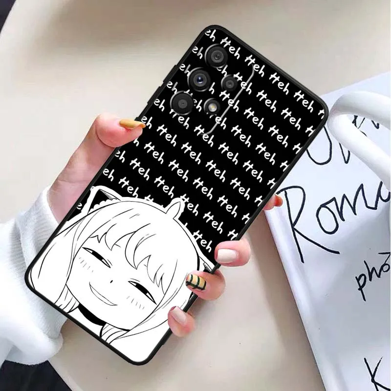 Anya Forger Anime para Samsung Galaxy A54 A55 A56 A70 A71 A72 A73 J4 J6 M02 M11 M12 5G funda de teléfono negra - imagen 4