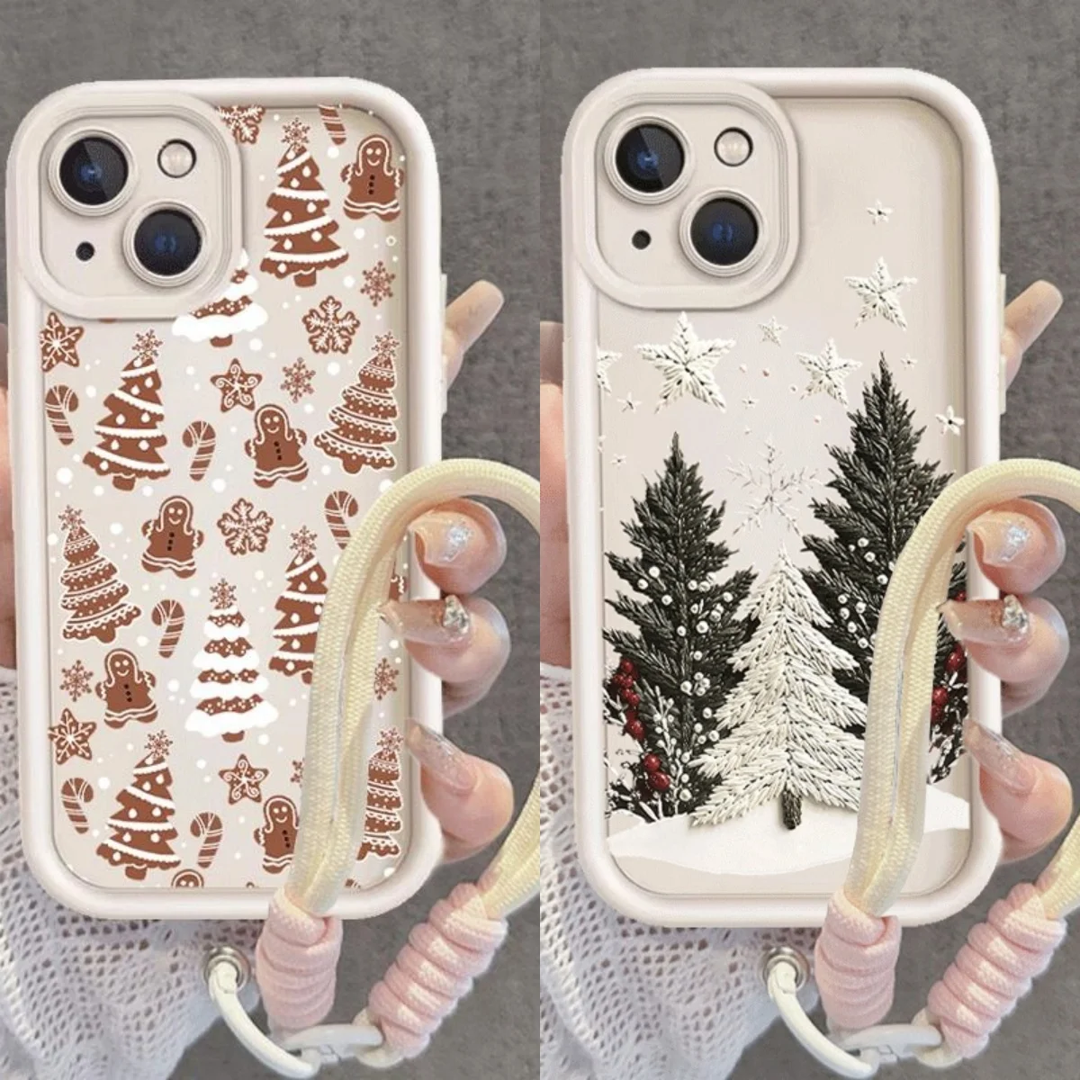 Funda con cordón de cuerda de estilo navideño de dibujos animados Ins para Xiaomi Redmi 15C 15 14C 13C 12C A5 Note 12 13 14 Pro Plus 5G 4G 10 11 10S 11S