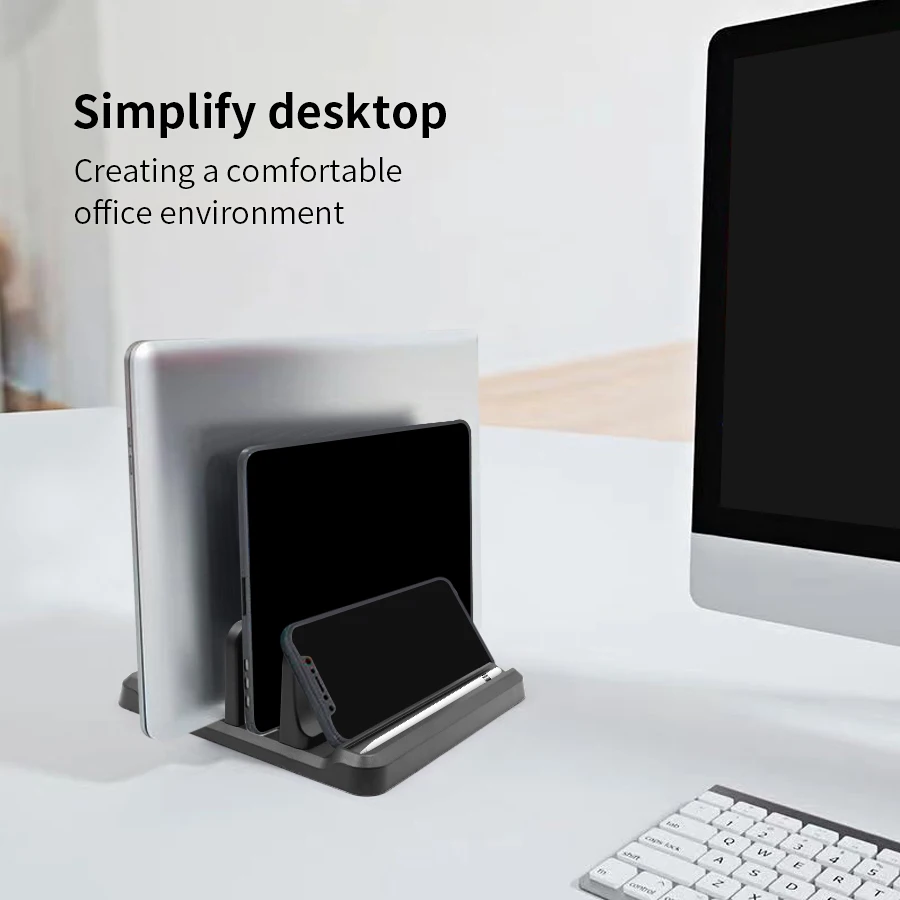 Soporte Vertical para ordenador portátil, soporte de plástico para tableta/Macbook/teléfono, base ajustable para portátil de escritorio, accesorio para ahorrar espacio para tableta - imagen 2