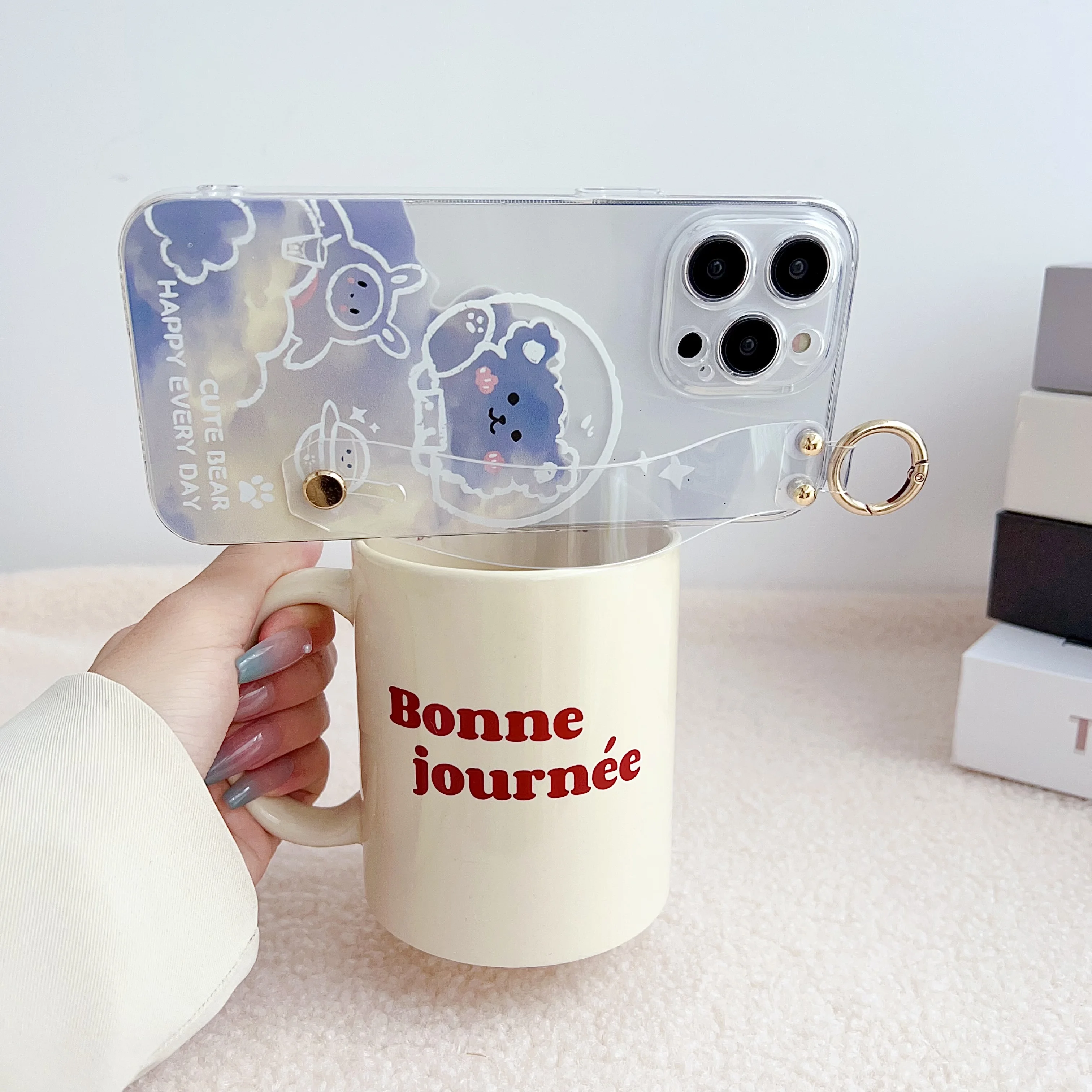 Para Samsung Galaxy A13 A33 A53 A73 A04s A24 A34 A54 A14 A12 A52 A32 A42 A02s A22 A03s funda de nubes de animales correa de muñeca - imagen 3