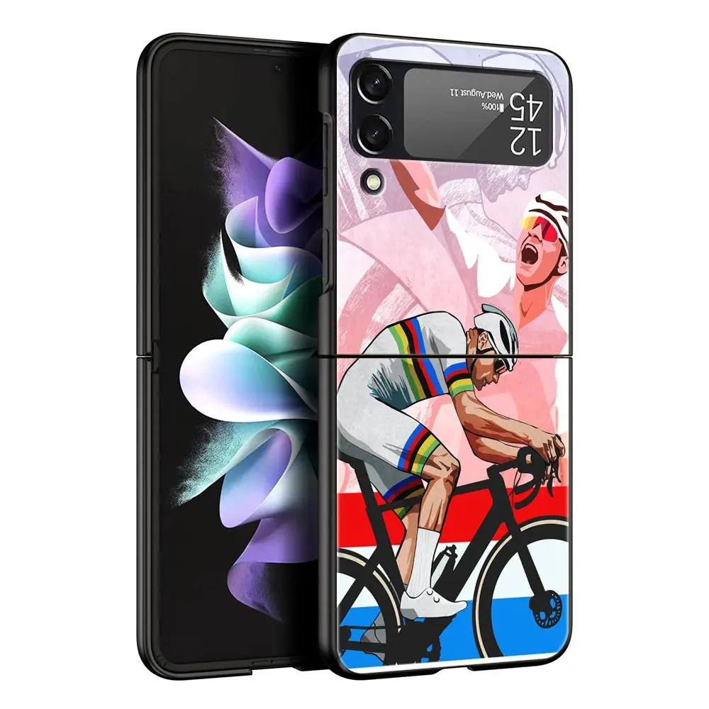 Funda de teléfono de Arte de ciclismo de montaña para Samsung Galaxy Z Flip3 Flip4 Flip5, carcasa de PC para Z Flip 3 4 5, cubierta plegable dura negra - imagen 4