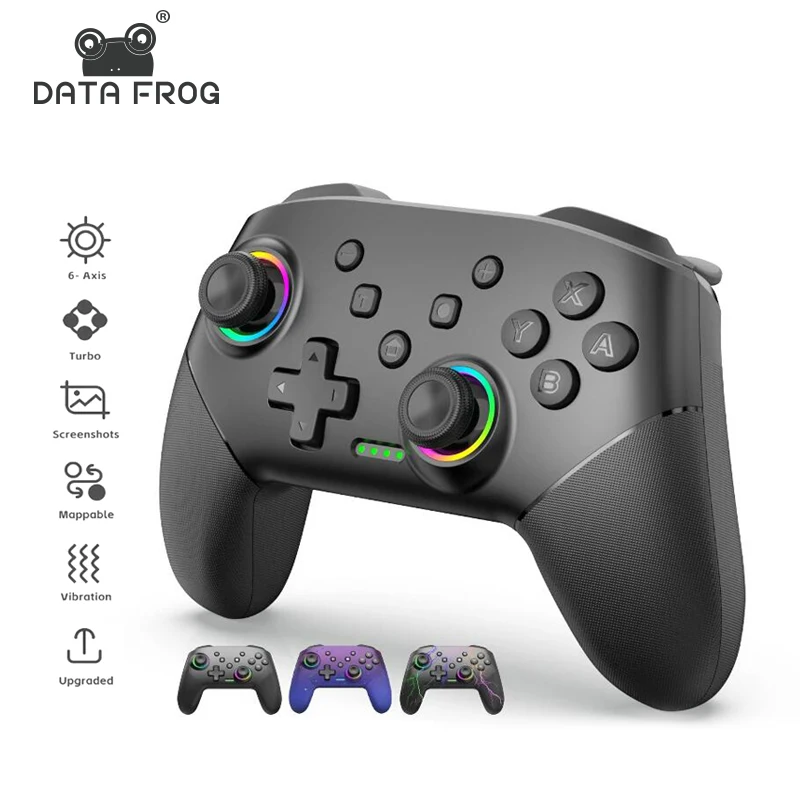 Controlador inalámbrico DATA FROG para consola Switch OLED/Lite Pro Gamepad con batería de 1000Mah función Turbo programable
