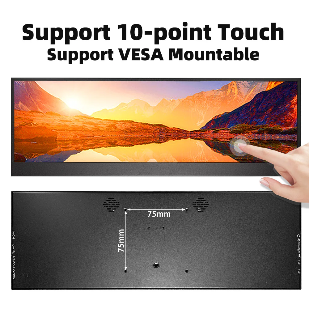 LESOWN-Monitor táctil IPS FHD de 14,1 pulgadas, pantalla LCD de largo estiramiento, 100% sRGB, 1920x550, mini HDMI para ordenador, velocidad de salud, Windows - imagen 5