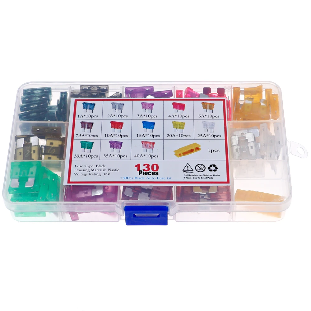 Kit surtido de fusibles de hoja media para coche, kit de caja mixta de 130 uds, 13 valores, 1A, 2A, 3A, 4A, 5A, 7,5a, 10A, 15A, 20A, 25A, 30A, 35A y 40A - imagen 3