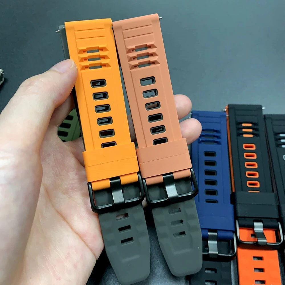 Correa de reloj de 22mm para TicWatch Pro 2021/3 Ultra LTE/GPS, correa de silicona para TicWatch Pro GTW GTH2 GTX S2 E2, pulsera deportiva - imagen 4