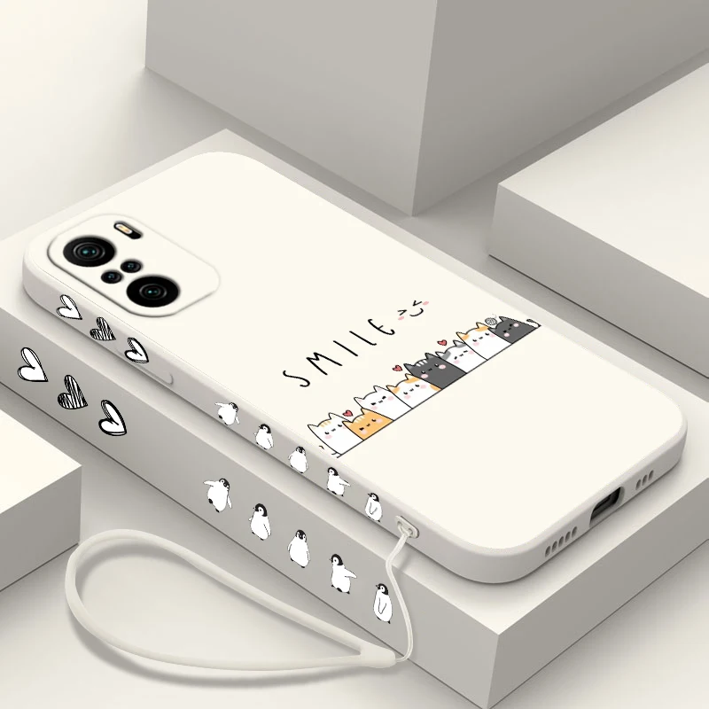 Funda de teléfono de dibujos animados para Xiaomi Redmi Note 13, 12, 12Pro, 11, 11S, 11T, 10S, 10 Pro Plus, 5G, cuerda líquida izquierda