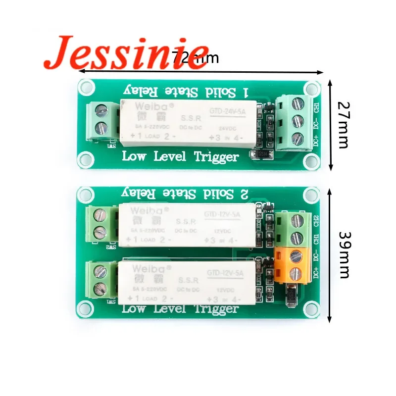 5V 12V 24V 1 2 Channel Relay Module Low Level Trigger Solid State Relay DC Control Board Module DC Single Phase Device 5A - imagen 3