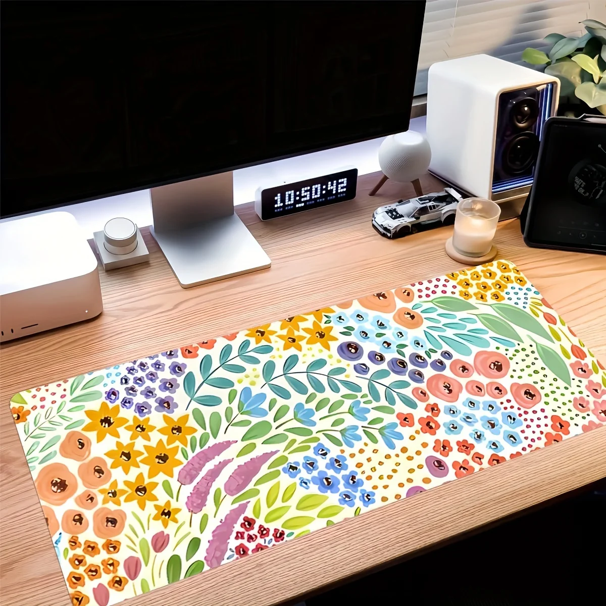 Alfombrilla de ratón con diseño Floral vibrante, Base de goma grande, antideslizante, accesorios de escritorio para PC, alfombrilla para decoración de teclado de oficina y jugadores - imagen 3