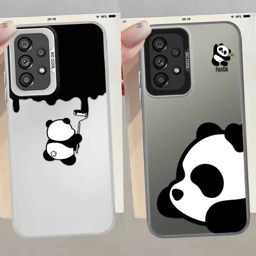 Funda Panda de dibujos animados para Samsung Galaxy A16 A02 A11 A12 A14 A13 A20s A06 A04e A03 A15 A50 funda trasera para teléfono