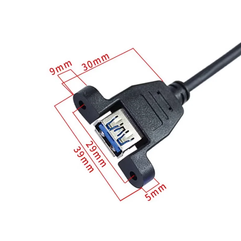 Par hembra USB 3,0 de 50cm, Cable de conexión de placa base trasera para Host de ordenador tipo e con tornillos de montaje en Panel para asegurar Cable de datos - imagen 2