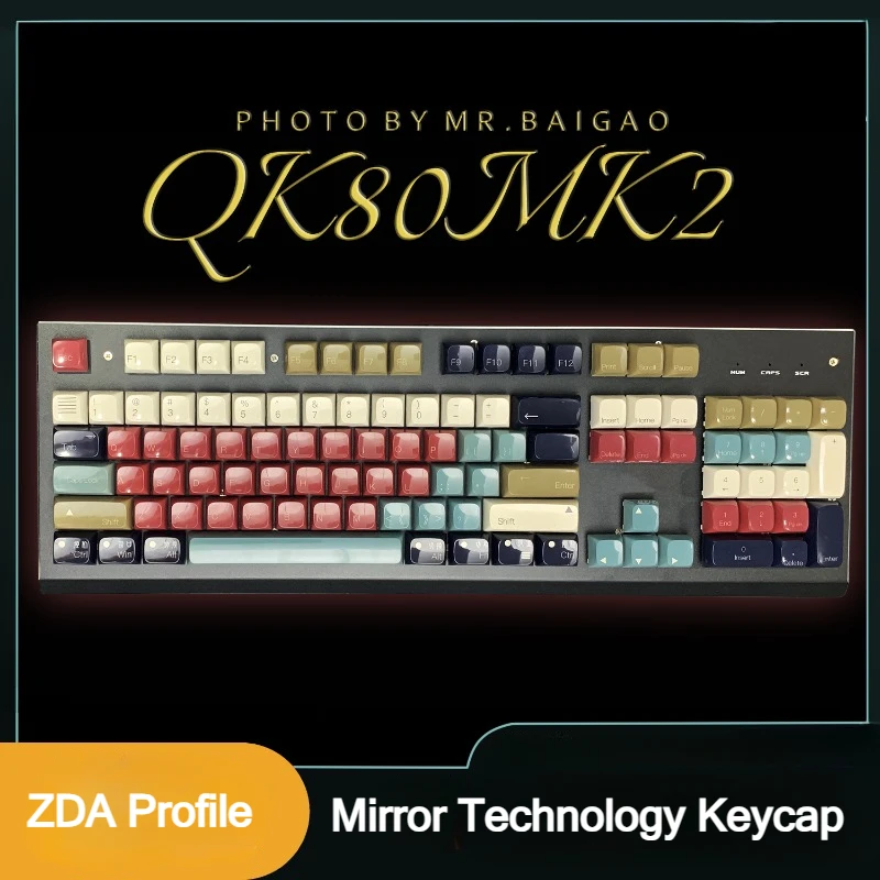 Tapa de teclado de tema Retro, PBT, personalizada, brillo de espejo, perfil ZDA, tapa de tecla de juego para teclado mecánico 75/80/98