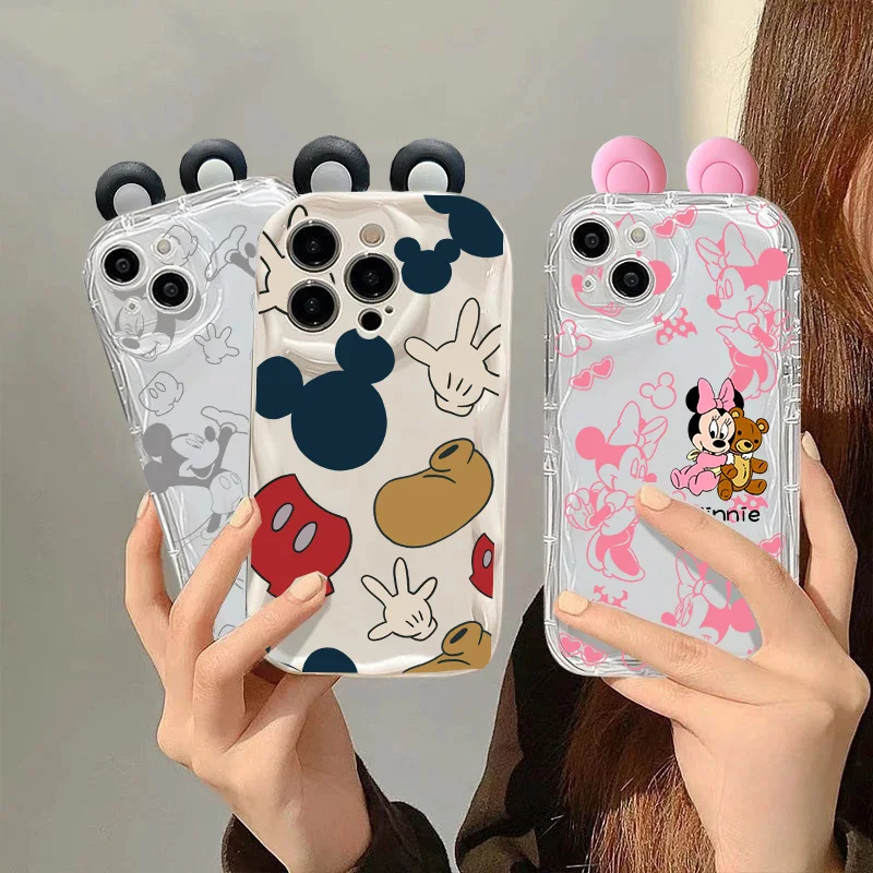 Funda de teléfono con orejas 3D de Mickey Minnie para Xiaomi Redmi Note 12 13 14 Pro Plus 5G 4G 10S 12S 11S 10 11 14C 13C 12C 13 12 A5 Y2K - imagen 2