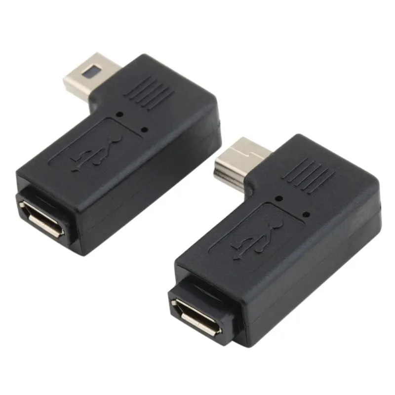 ¡Ventas calientes! !Micro USB 5 pines hembra a Mini 5 pines macho ángulo de 90 grados convertidor adaptador derecho + izquierdo - imagen 2