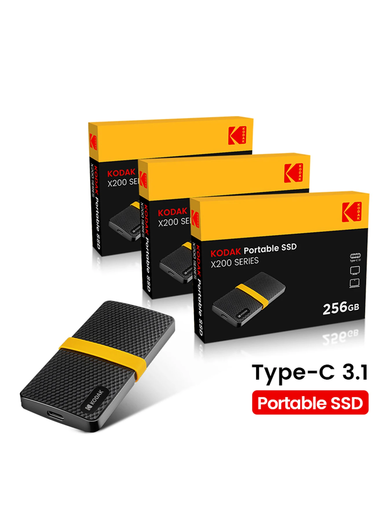 2024 nouveau KODAK X200 disque dur SSD externe HD Externo USB3.1 SSD Portable 256GB 512GB 1TB 2TB pour ordinateurs portables Smartphone PC pour TV - imagen 3