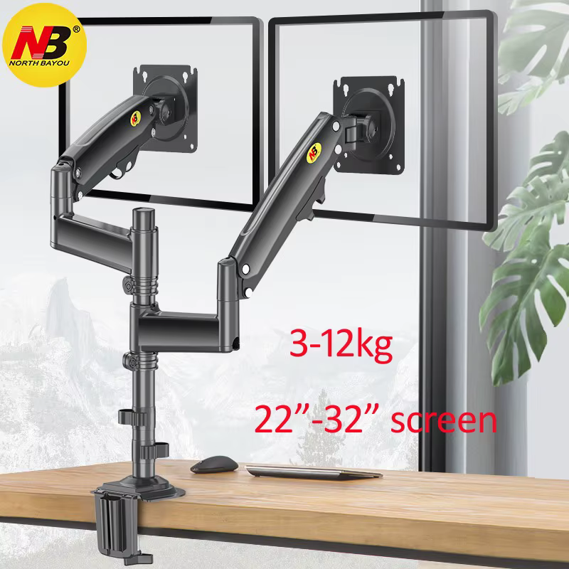 NB H180 - Brazo Doble Monitor 22"-32" Resorte Gas Ergonómico - imagen 2