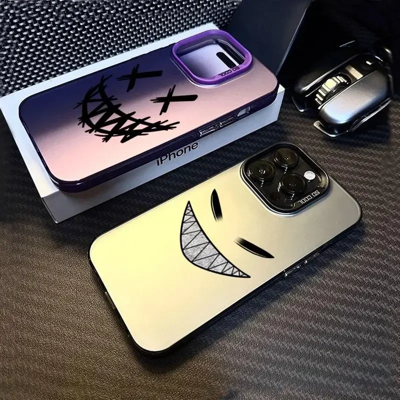 Funda de teléfono de titanio esmerilado del diablo sonriente para iPhone 12 Pro 11 Pro Max XS XR 7 8 Plus, funda protectora de pantalla a prueba de golpes