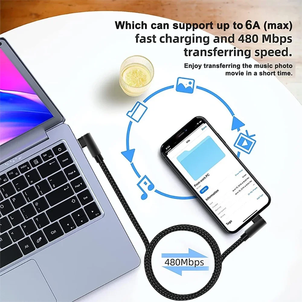 PD 60W USB tipo C Cable de carga rápida cargador de teléfono Cable de datos para iPhone Samsung Xiaomi Huawei USB C a USB C Cable de carga rápida - imagen 4