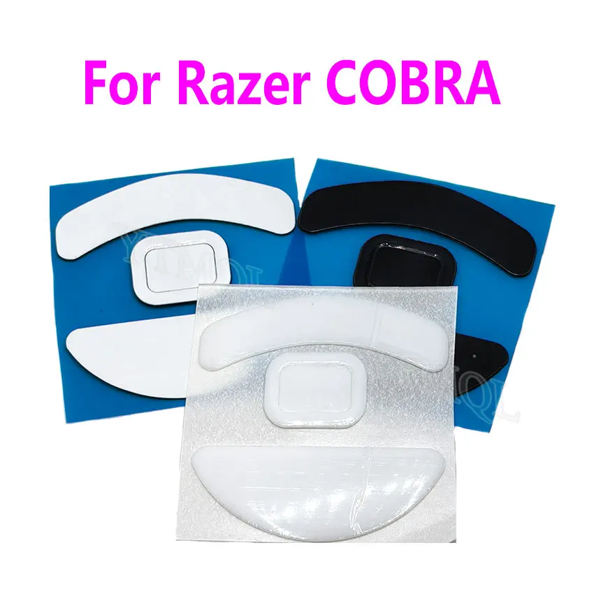 1 Juego de patines para pies de ratón para Razer COBRA, versión con cable, almohadillas deslizantes de repuesto para pies, conector adhesivo para ratón blanco y negro - imagen 2