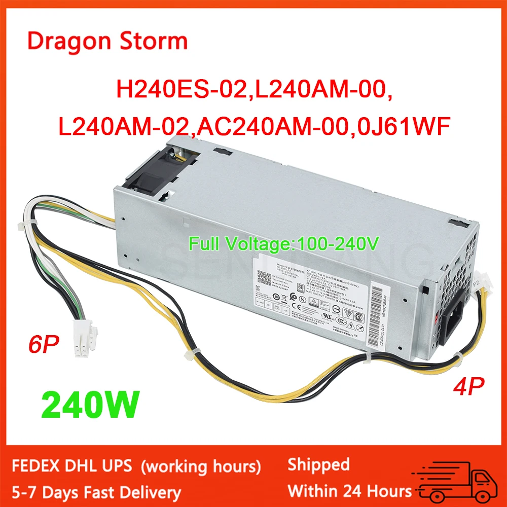 Fuente de alimentación para Dell 3050, 3060, 3650, 5050, 7050, 6 pines, 240W, H240ES-02, L240AM-00, L240AM-02, AC240AM-00, 0J61WF, nuevo - imagen 2