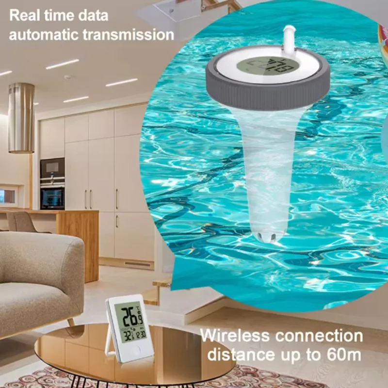 Termómetro Digital para piscina, baños, acuario, pantalla LCD, flotantes para exteriores, conexión inalámbrica - imagen 5