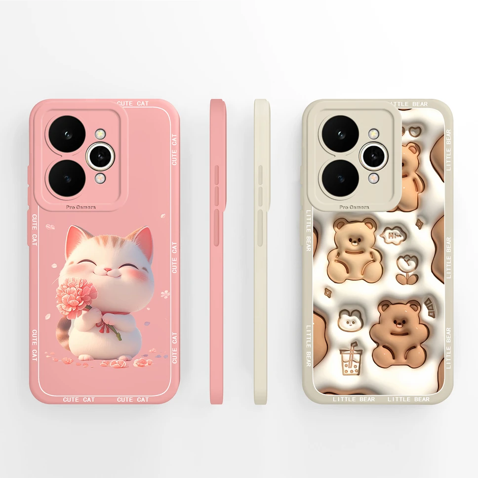 Para Realme 15 Pro 5G Funda encantador oso dibujos animados suave silicona líquida cubierta de teléfono de alta calidad para Realme 15Pro Funda duradera