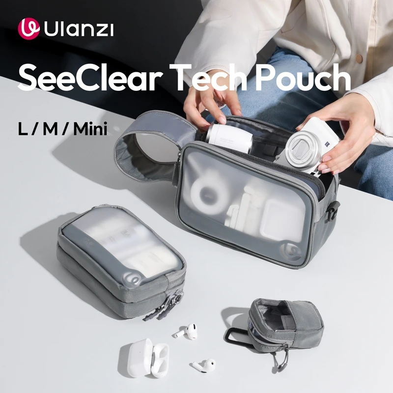 Ulanzi BP15 SeeClear Tech Pouch 3 tamaños con divisor extraíble Juego de bolsa de almacenamiento 3 en 1 para fotografía diaria Oficina Viajes Senderismo - imagen 2