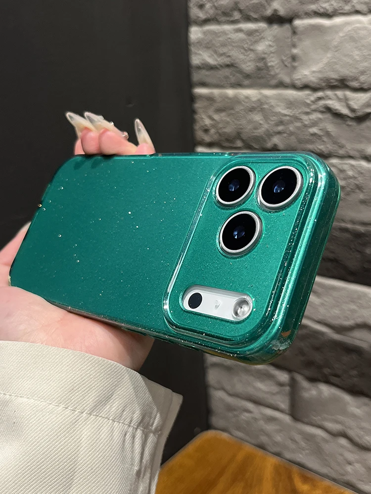Popular funda de teléfono de TPU con estrellas brillantes de color verde oscuro para iPhone 17 16 Pro Max Air 15 14 Plus 13 12 11 16e XS Max XR X - imagen 4