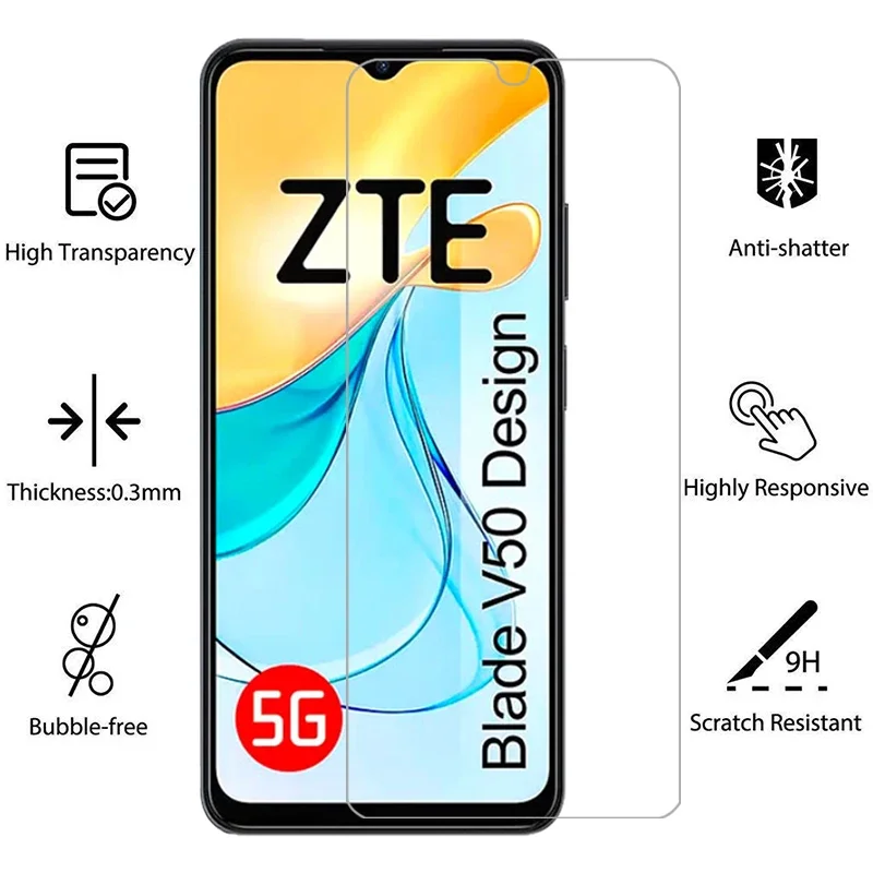 Funda de teléfono para zte blade v50 protector de pantalla de diseño de vidrio templado en bladev50 v 50 50v v50design contraportada 360 protectora - imagen 2