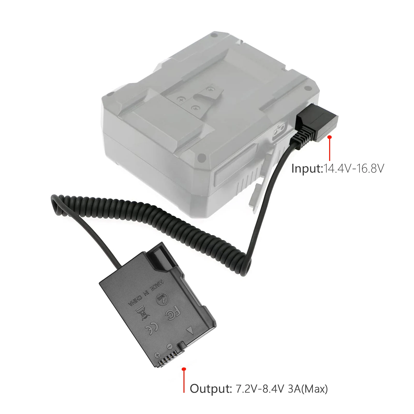 Cable adaptador d-tap a EP-5A, acoplador de CC, batería ficticia de EN-EL14 para Nikon Df, D5600, D5500, D5300, D5200, D5100, D3500, D3400 - imagen 4